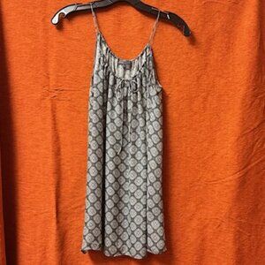 Vince Gray/White pattered spaghetti strap silk top or mini dress. Size Small.